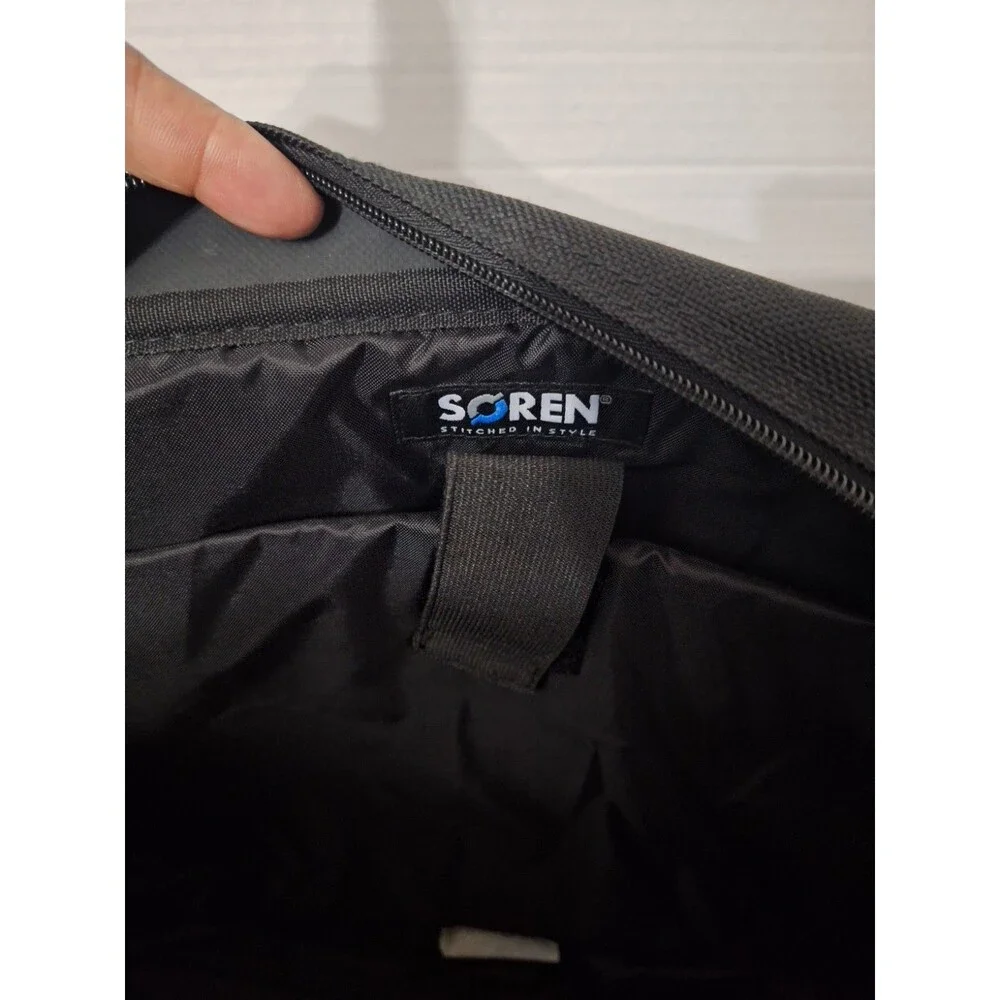 Soren Black Canvas Briefcase Messenger Security Fast Pass Laptop Bag -NEW